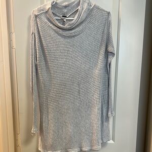 We The Free Heathered Gray Cowl Neck Open Back Sweater